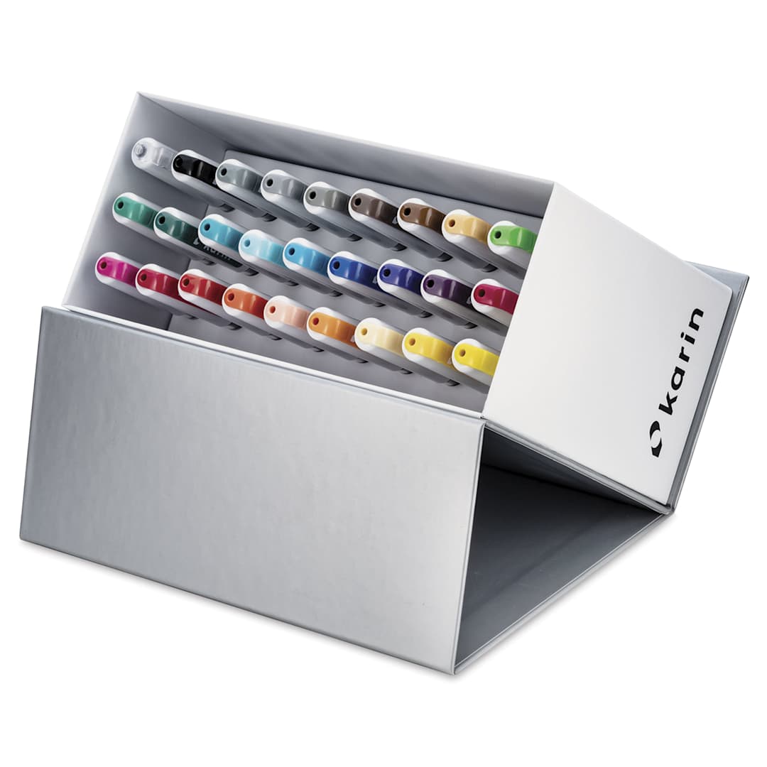 Open in modal - Karin Realbrush Pro Markers - Mini Box, Set of 27, markers shown