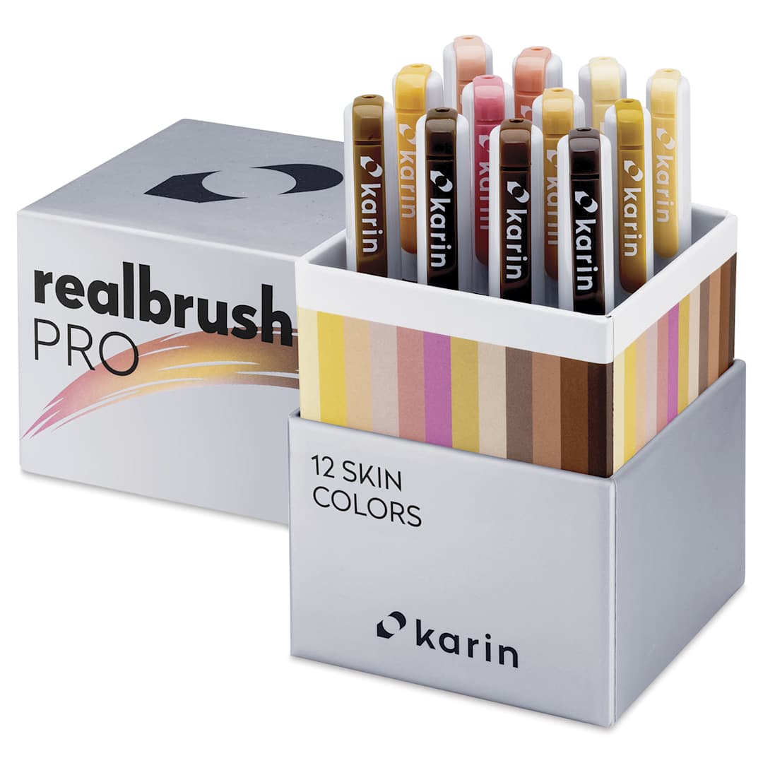 Open in modal - Karin Realbrush Pro Markers - Skin Colors, Set of 12, markers shown