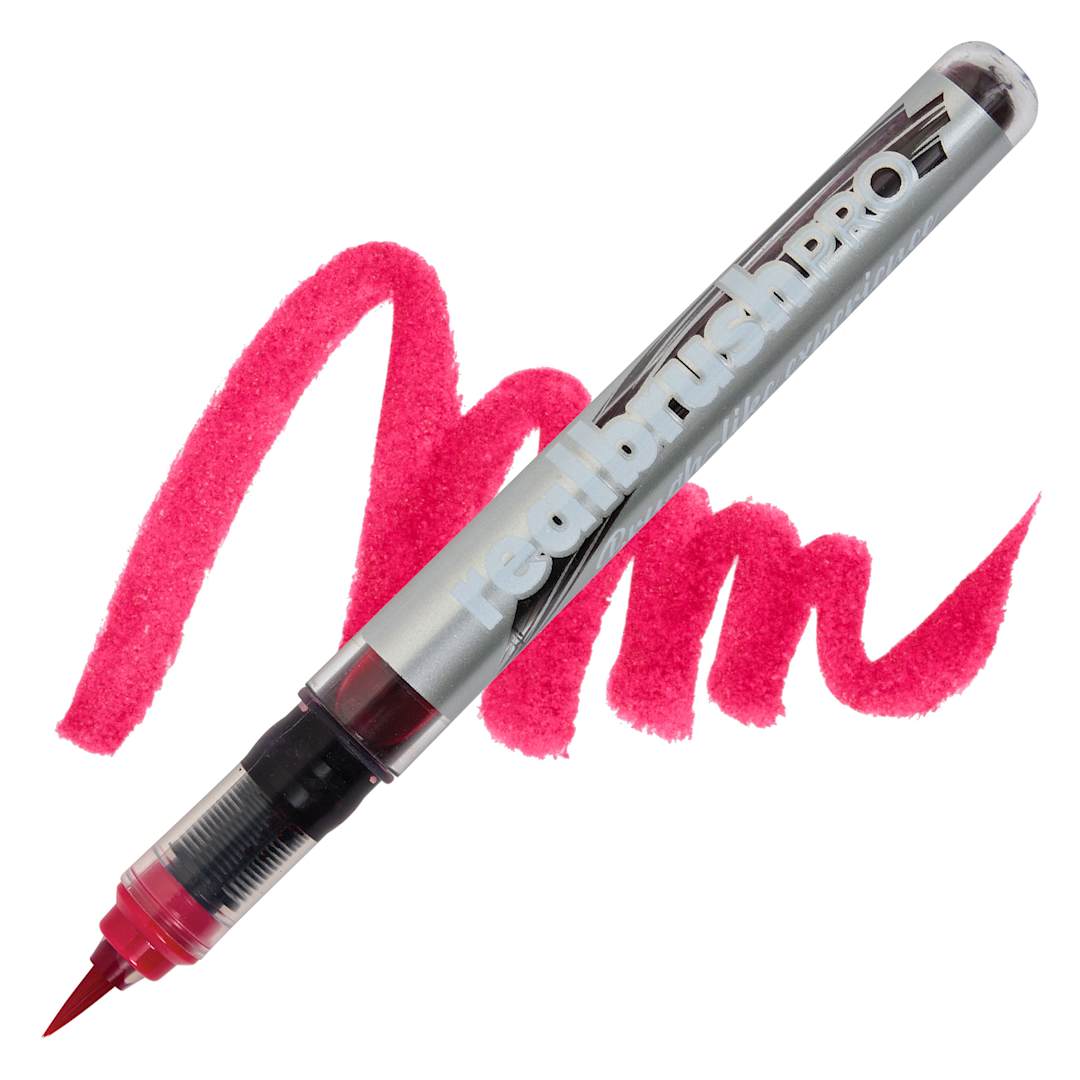 Open in modal - Karin Realbrush Pro Marker - Magenta Red, swatch and marker