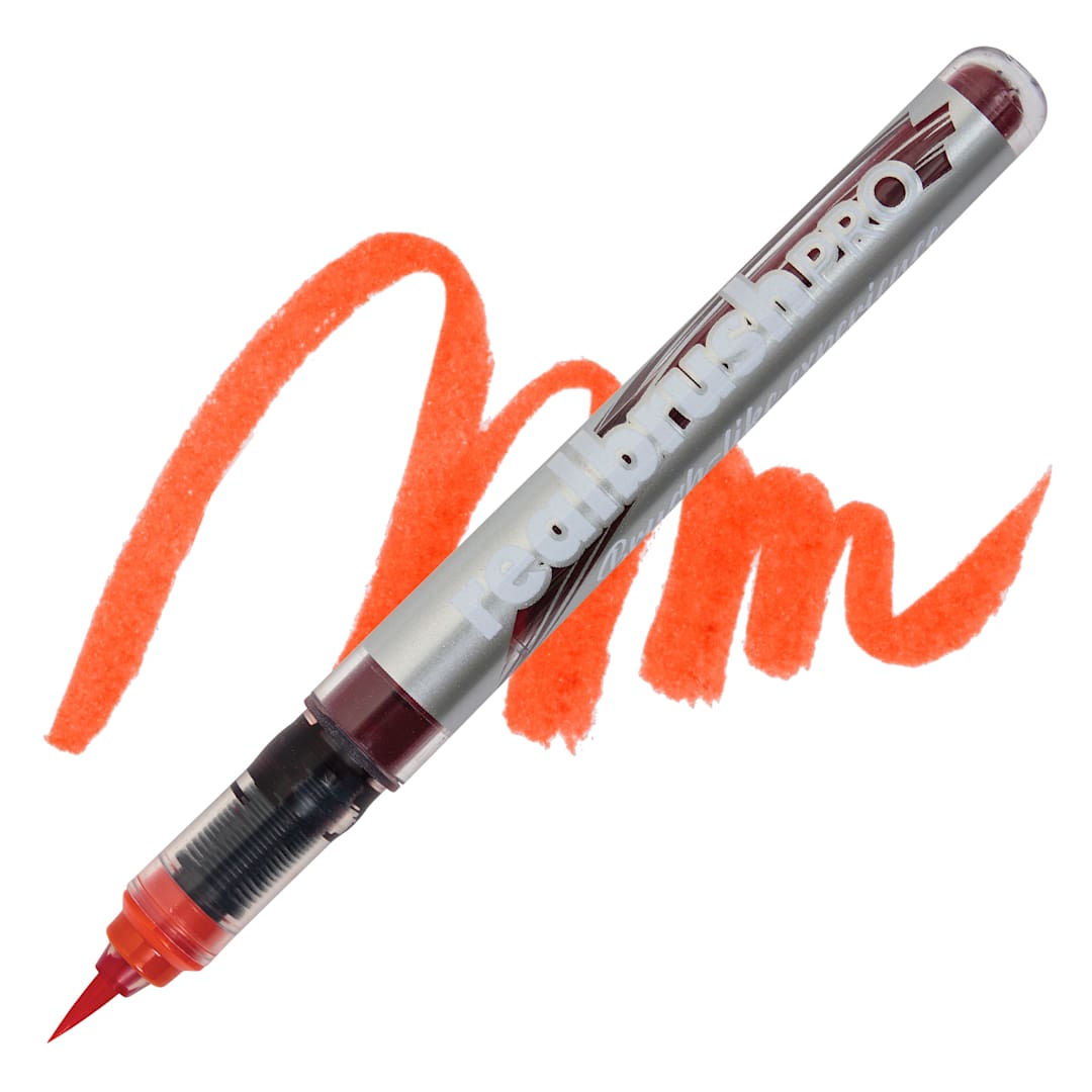 Open in modal - Karin Realbrush Pro Marker - Orange Red, swatch and marker