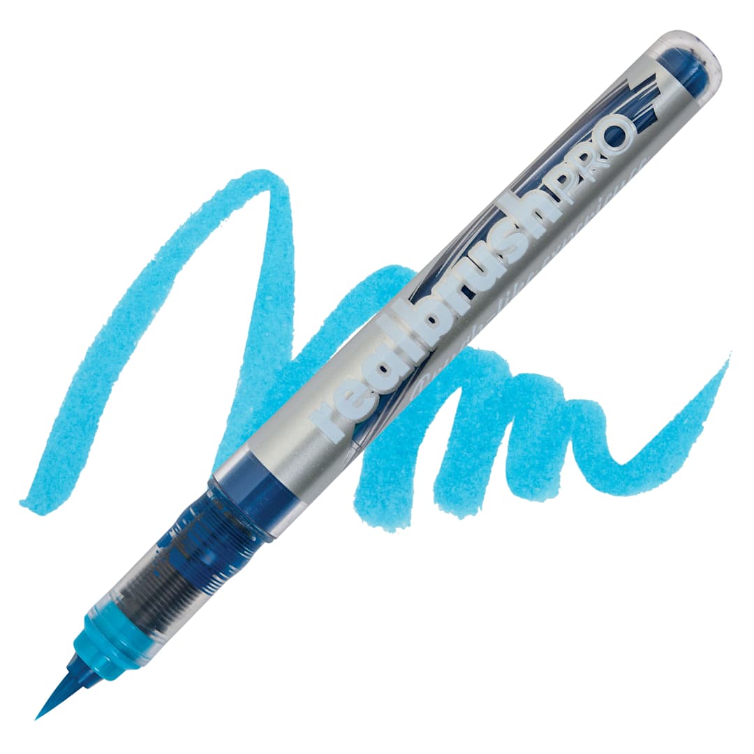 Open in modal - Karin Realbrush Pro Marker - Neon Blue, swatch and marker