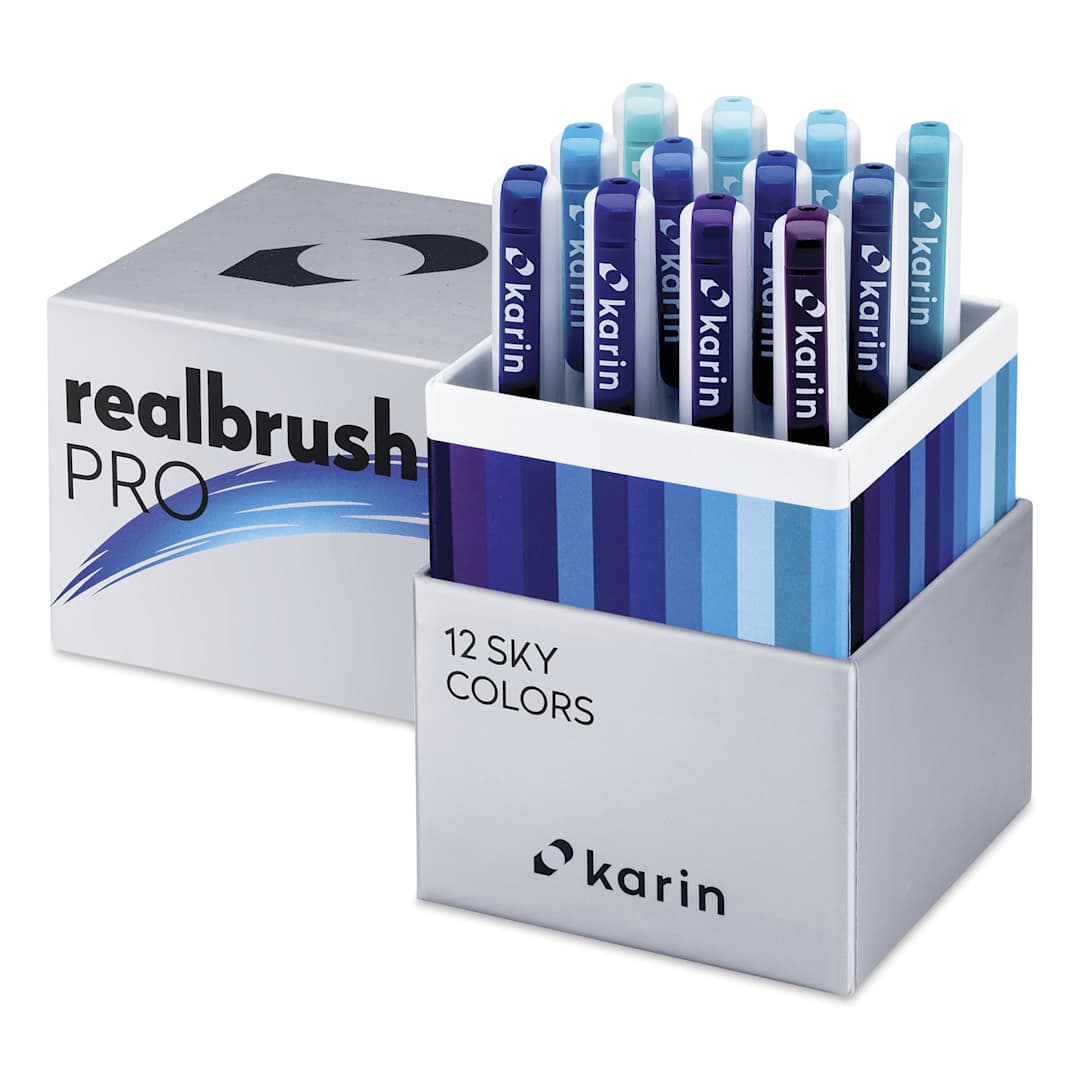 Open in modal - Karin Realbrush Pro Markers - Sky Colors, Set of 12, markers shown