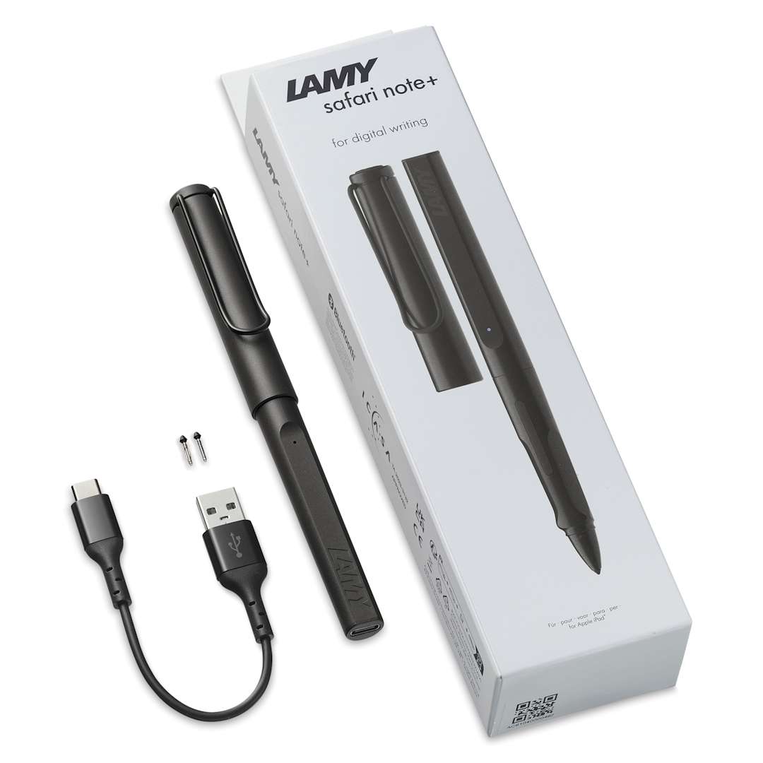 Open in modal - Lamy Safari Note+ Stylus Pen - Black Matte, contents laid outside of the packaging
