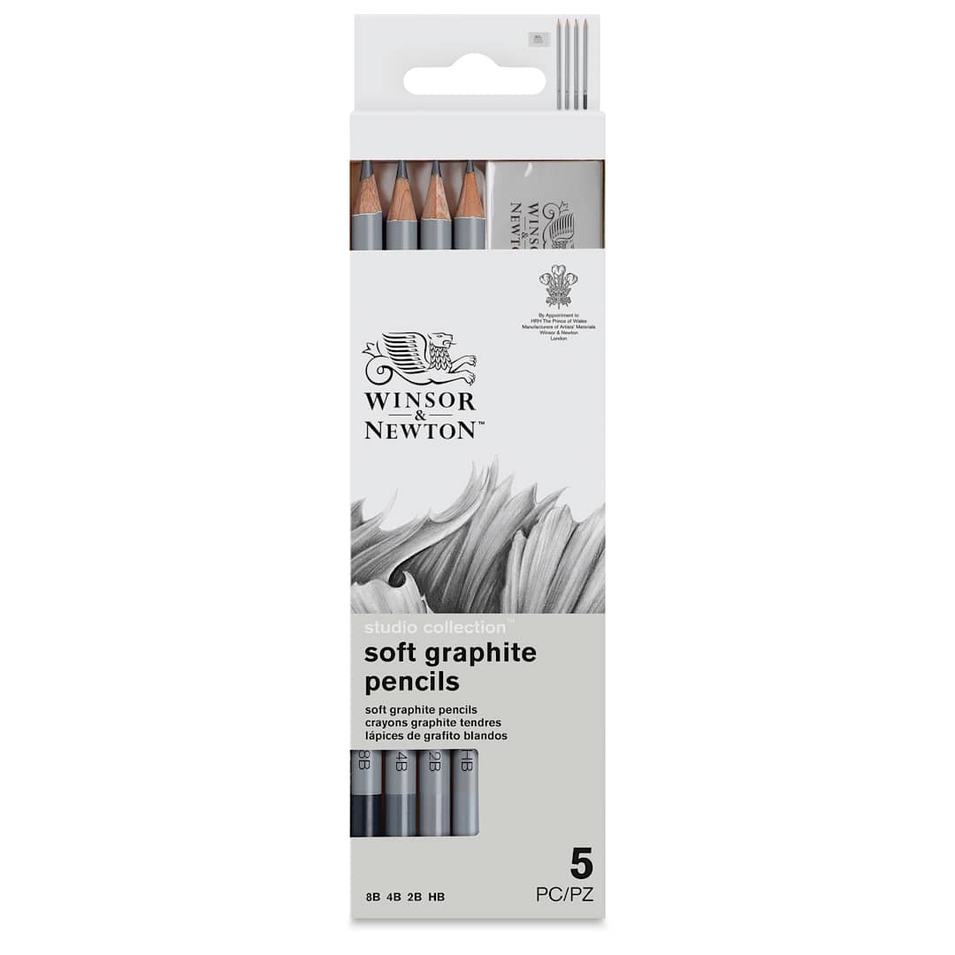 Open in modal - Winsor & Newton Studio Collection Graphite Pencils - Set of 4 with Eraser, front of the packaging