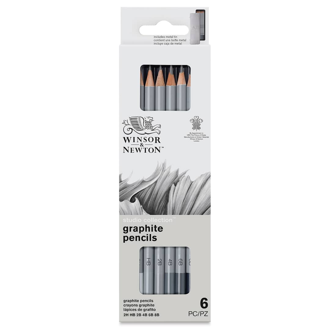 Open in modal - Winsor & Newton Studio Collection Graphite Pencils - Set of 6, front of the packaging