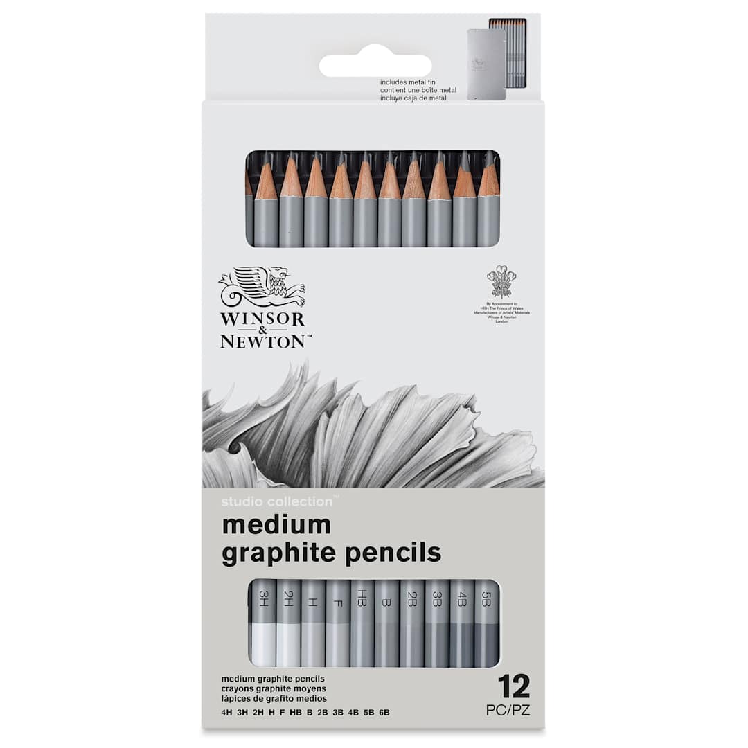 Open in modal - Winsor & Newton Studio Collection Graphite Pencils - Set of 12, Medium, front of the packaging