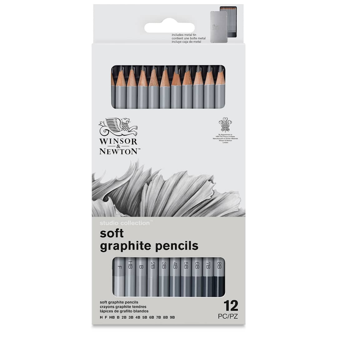 Open in modal - Winsor & Newton Studio Collection Graphite Pencils - Set of 12, Soft, front of the packaging