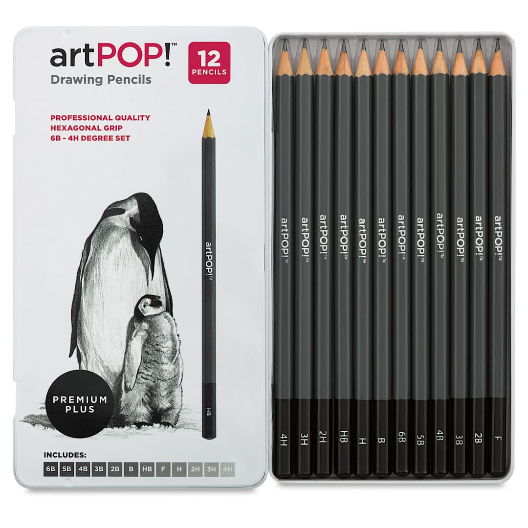 Open in modal - artPOP! Drawing Pencils - Set of 12 (front of tin and set contents)