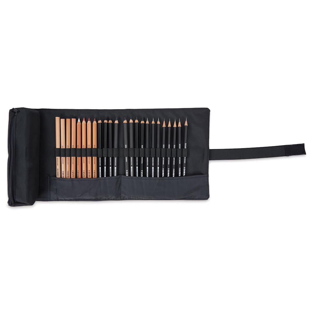 Open in modal - Lyra Rembrandt Sketching Set - Sketching Roll, Set of 24 unrolled to show contents