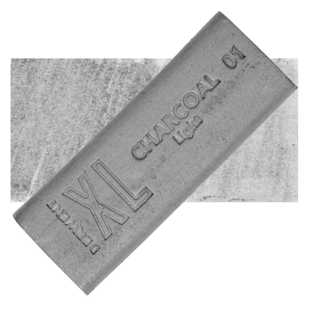 Open in modal - Derwent Charcoal XL Block - Light, swatch and block