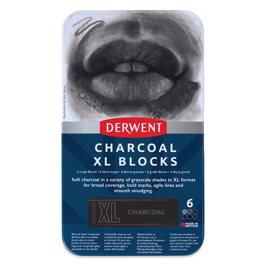 Open in modal - Derwent Charcoal XL Blocks - Assorted, Set of 6, front of the packaging