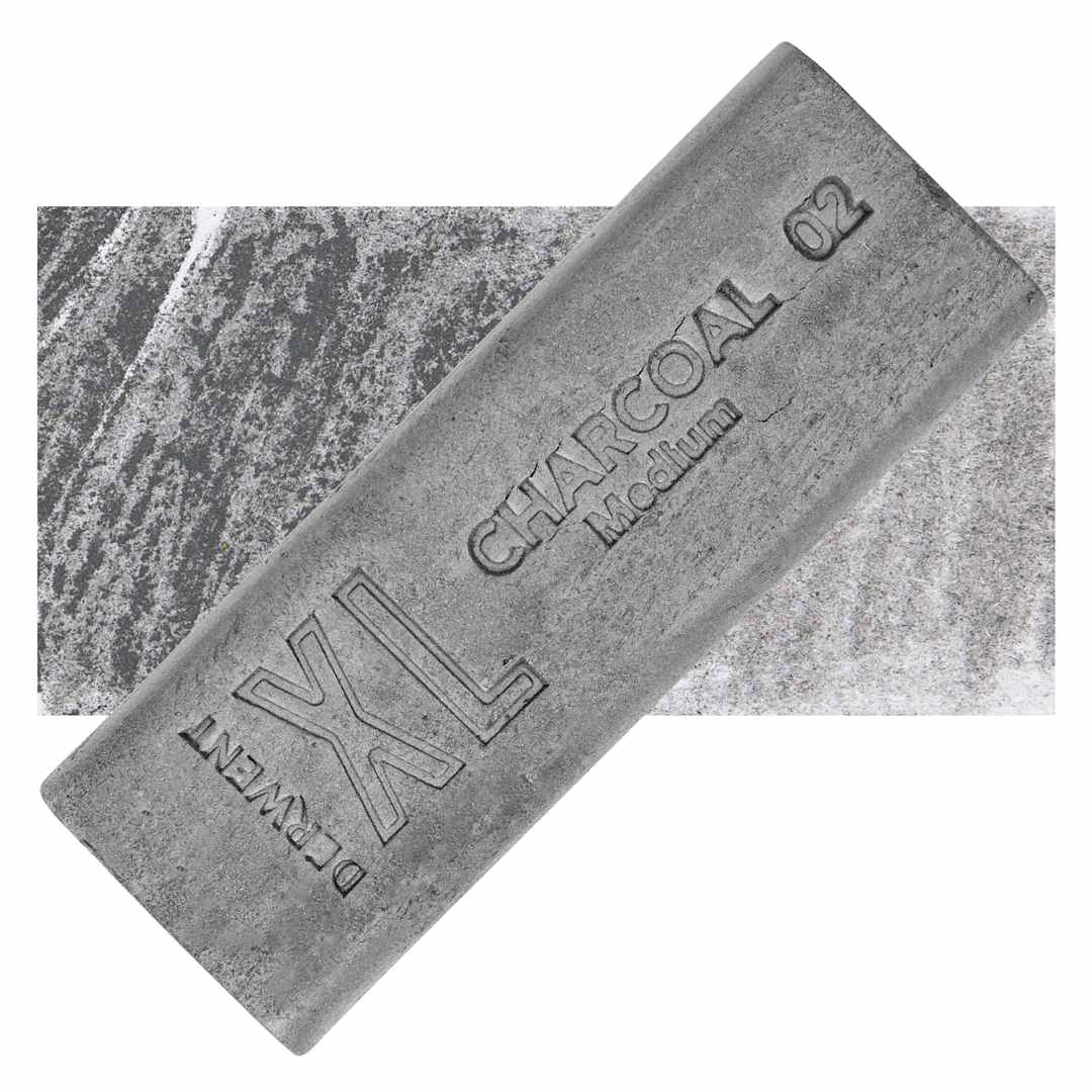 Open in modal - Derwent Charcoal XL Block - Medium, swatch and block