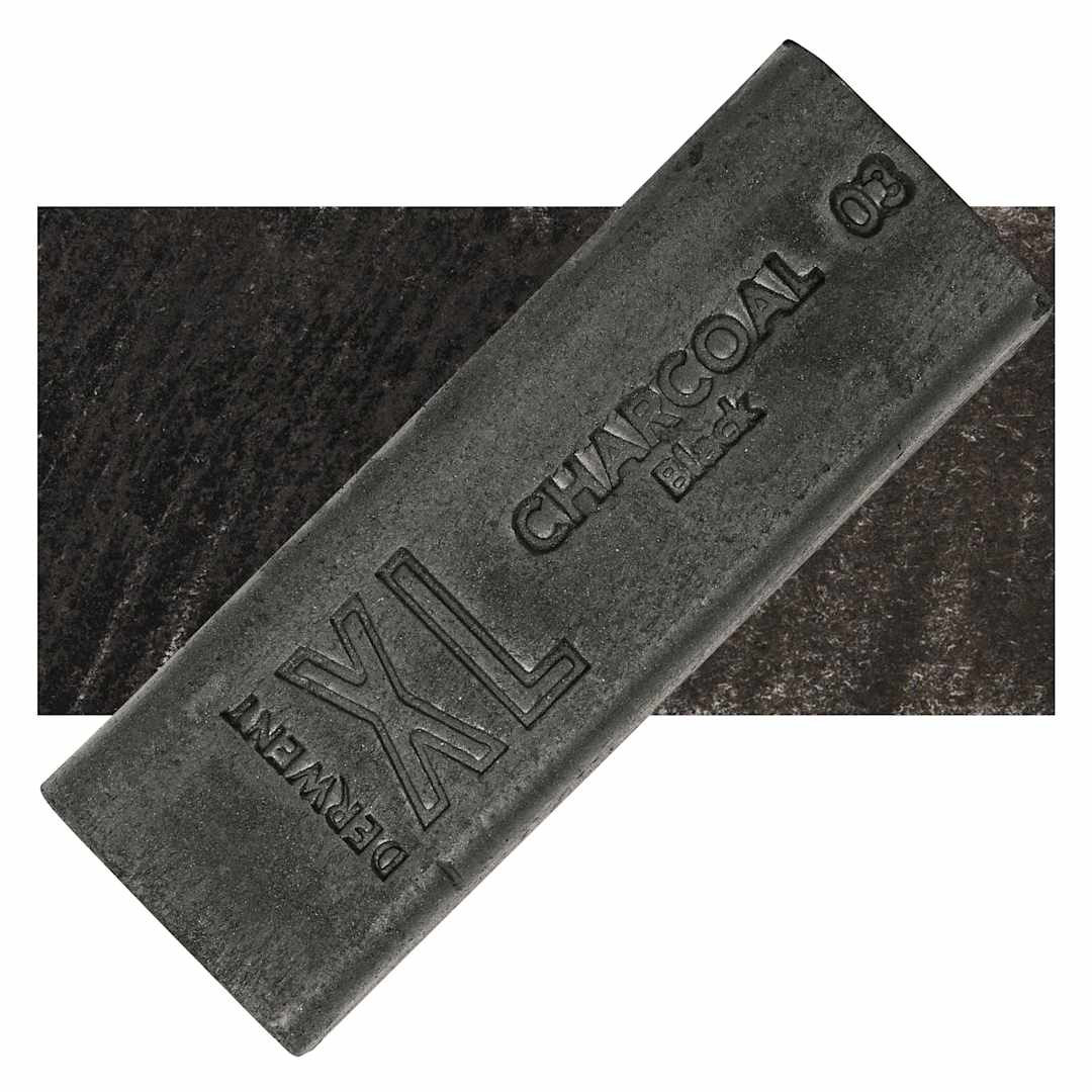 Open in modal - Derwent Charcoal XL Block - Black, swatch and block