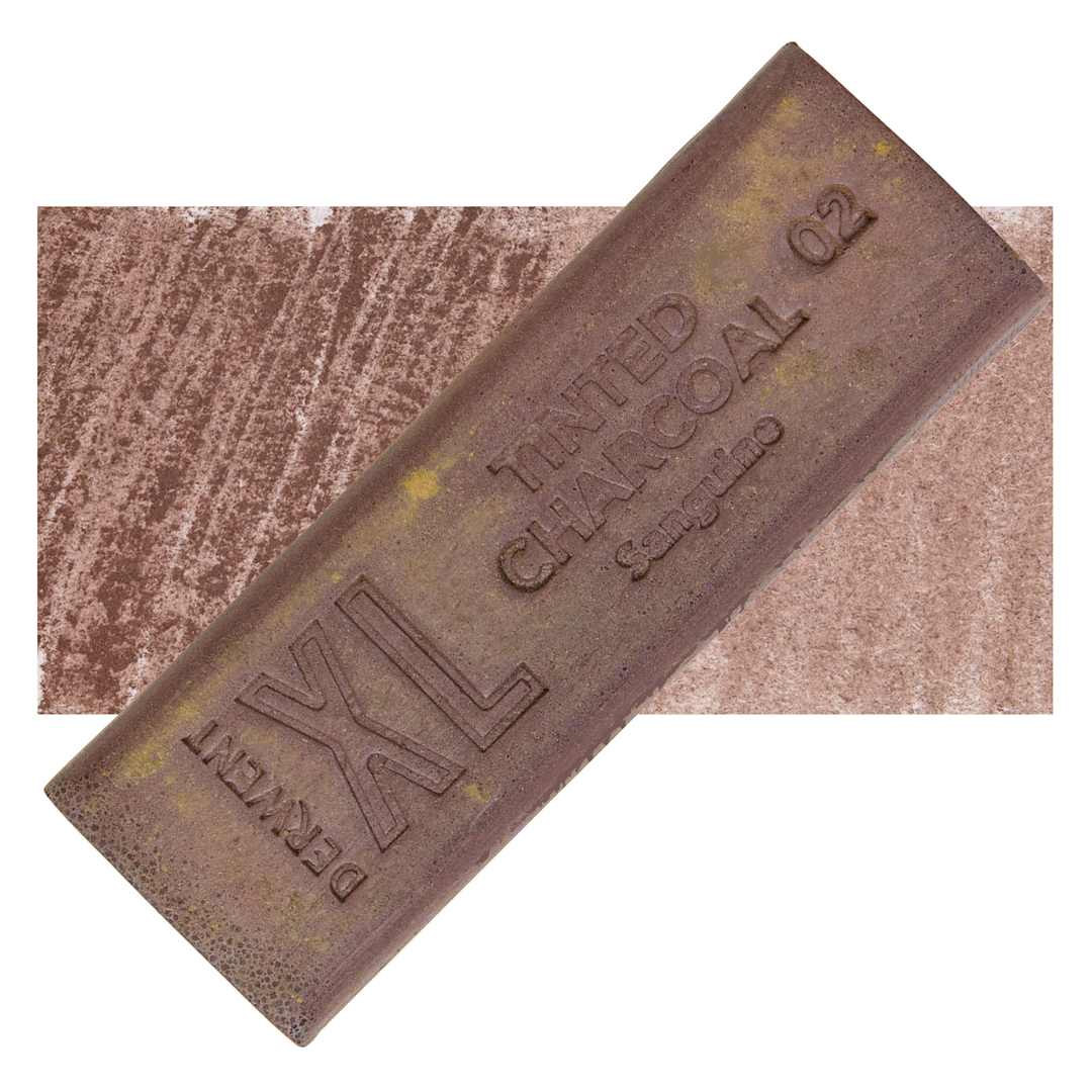 Open in modal - Derwent Tinted Charcoal XL Block - Sanguine, swatch and block