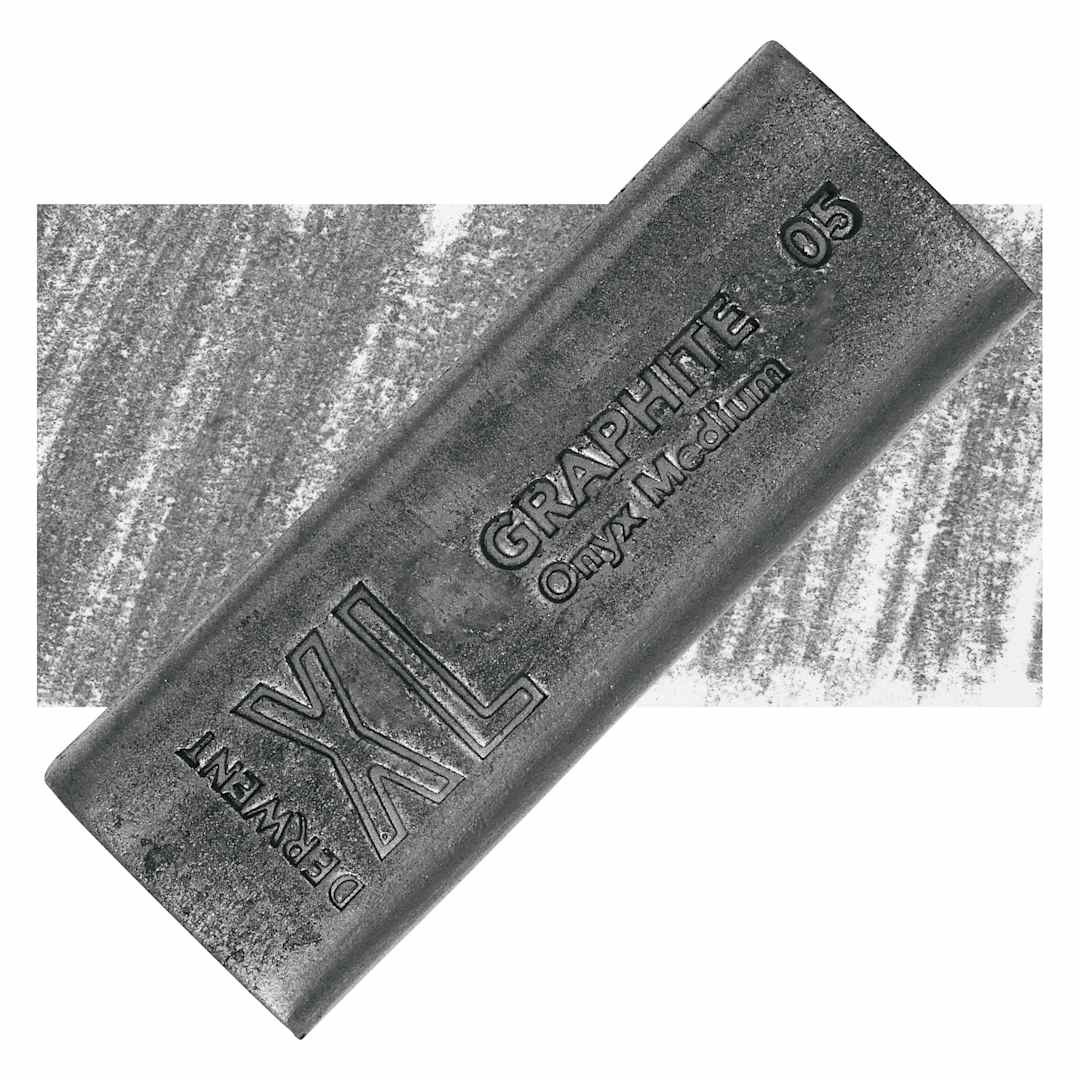 Open in modal - Derwent Watersoluble Graphite XL Block - Onyx Medium, swatch and block