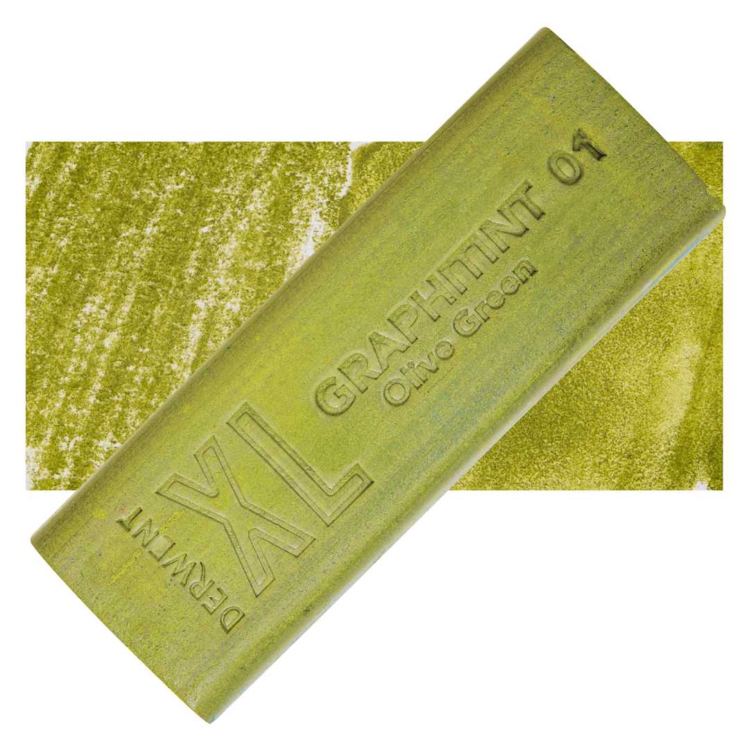 Open in modal - Derwent Graphitint XL Block - Olive Green, swatch and block