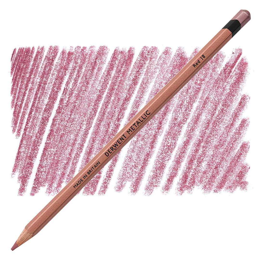 Open in modal - Derwent Professional Metallic Colored Pencil - Red pencil and swatch