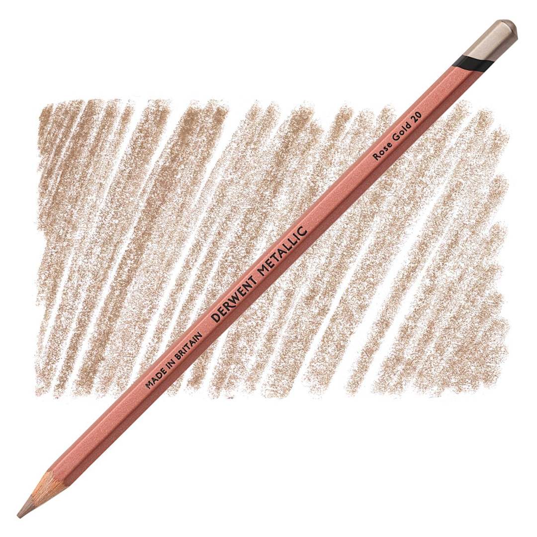 Open in modal - Derwent Professional Metallic Colored Pencil - Rose Gold pencil and swatch
