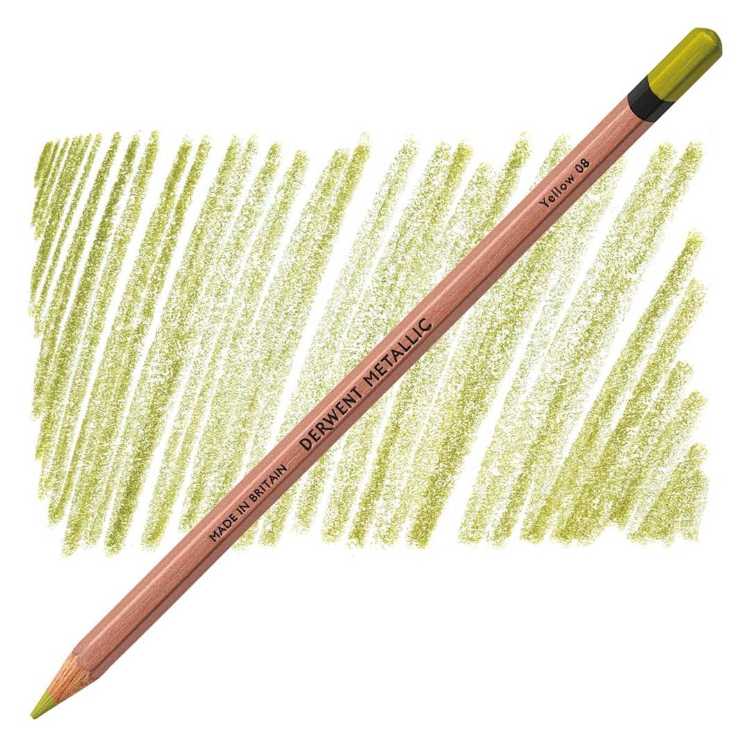 Open in modal - Derwent Professional Metallic Colored Pencil - Yellow pencil and swatch