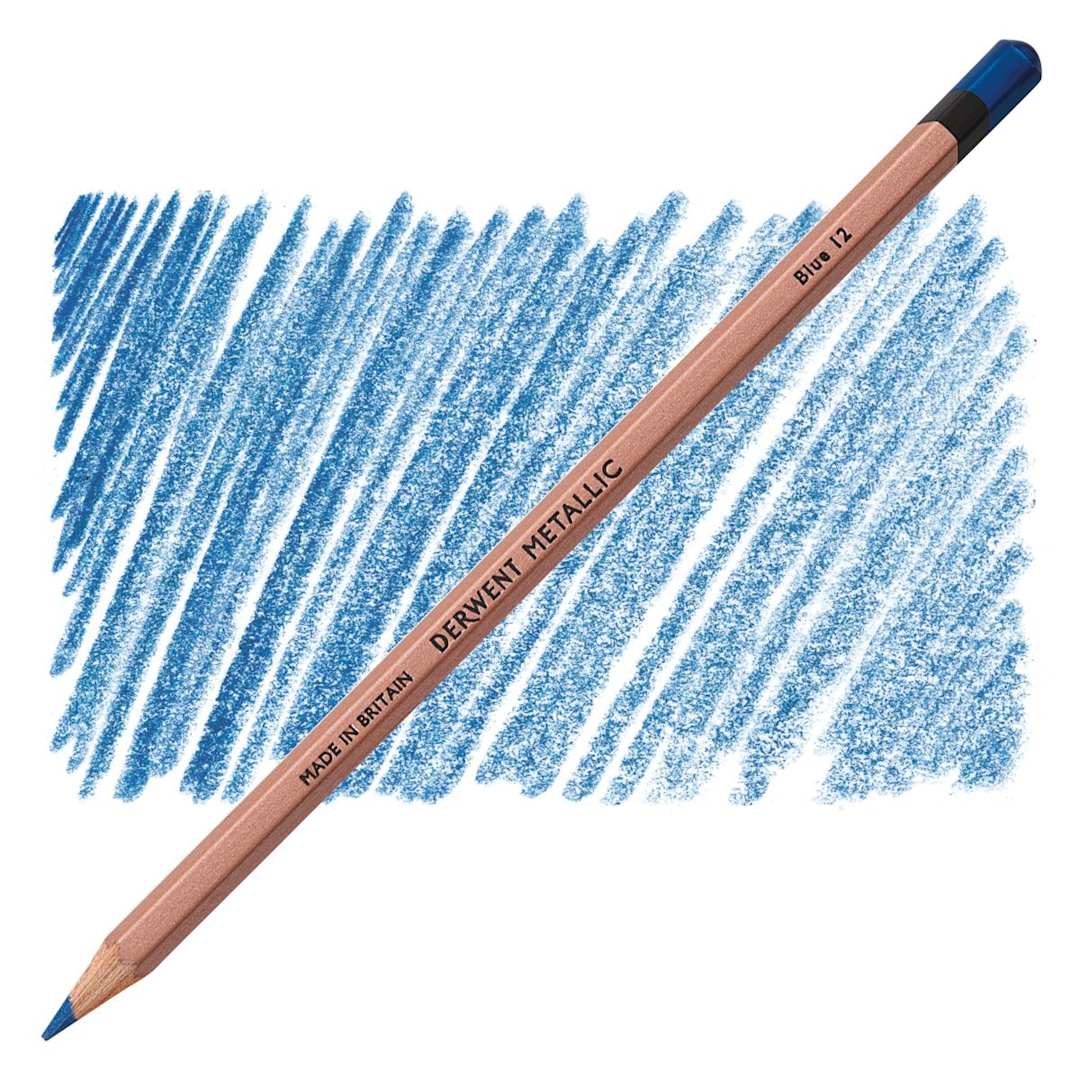 Open in modal - Derwent Professional Metallic Colored Pencil - Blue pencil and swatch