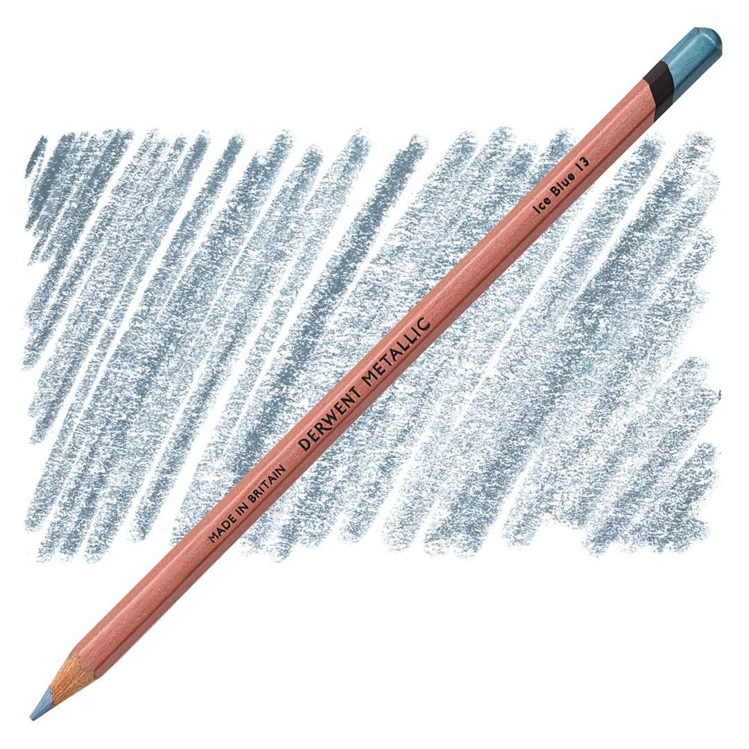 Open in modal - Derwent Professional Metallic Colored Pencil - Ice Blue pencil and swatch