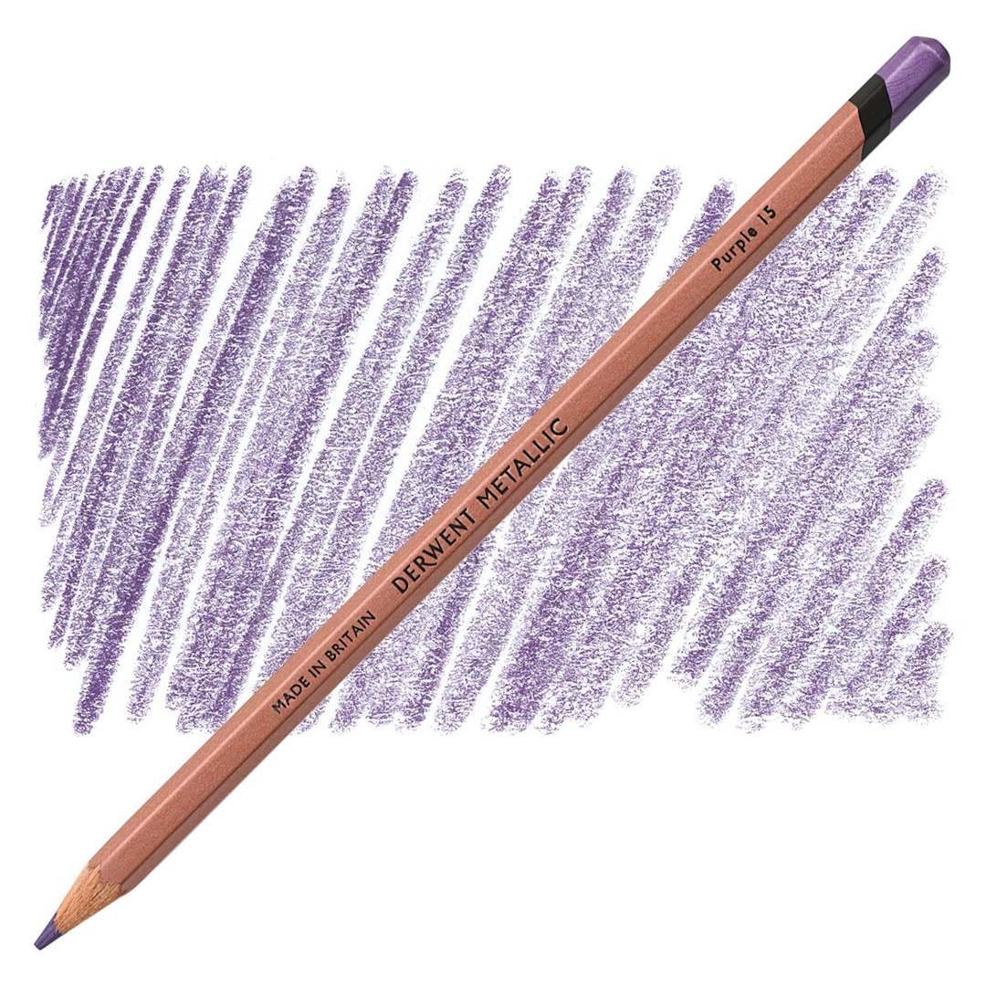 Open in modal - Derwent Professional Metallic Colored Pencil - Purple pencil and swatch