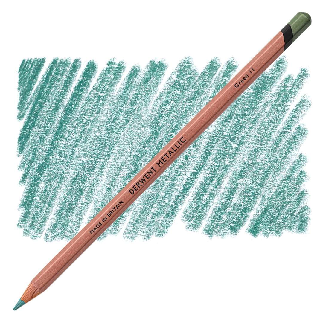 Open in modal - Derwent Professional Metallic Colored Pencil - Green pencil and swatch