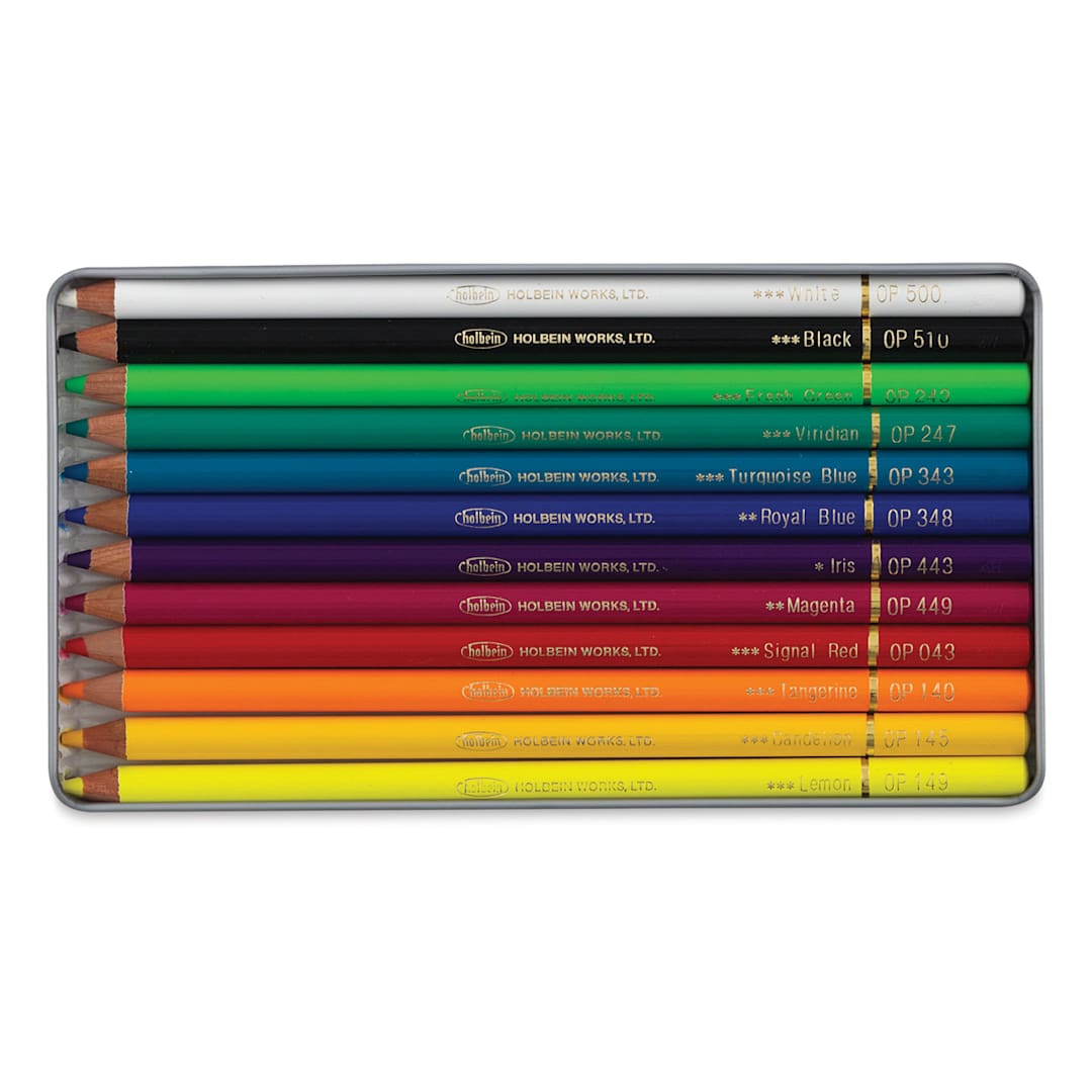 Open in modal - Holbein Artists' Colored Pencils - Design Tones, Set of 12, Tin Box