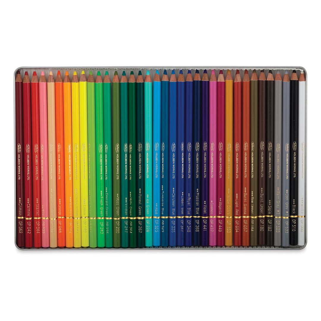 Open in modal - Holbein Artists' Colored Pencils - Assorted Tones, Set of 36, Tin Box