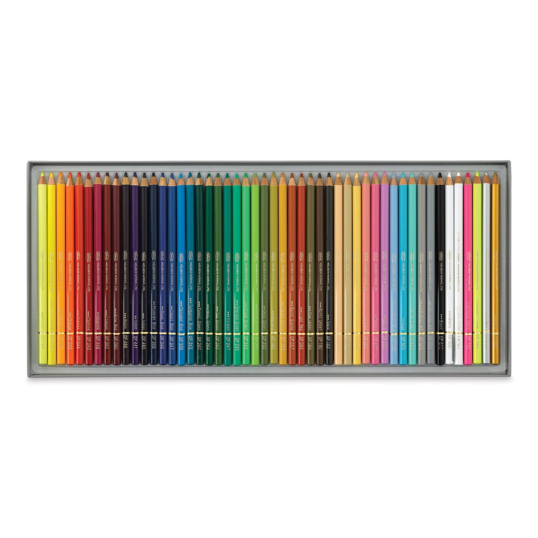 Open in modal - Holbein Artists' Colored Pencils - Basic Tones, Set of 50, Cardboard Box (set contents)