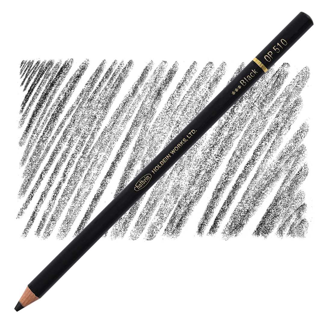Open in modal - Holbein Artists' Colored Pencil - Black, OP510 pencil and swatch