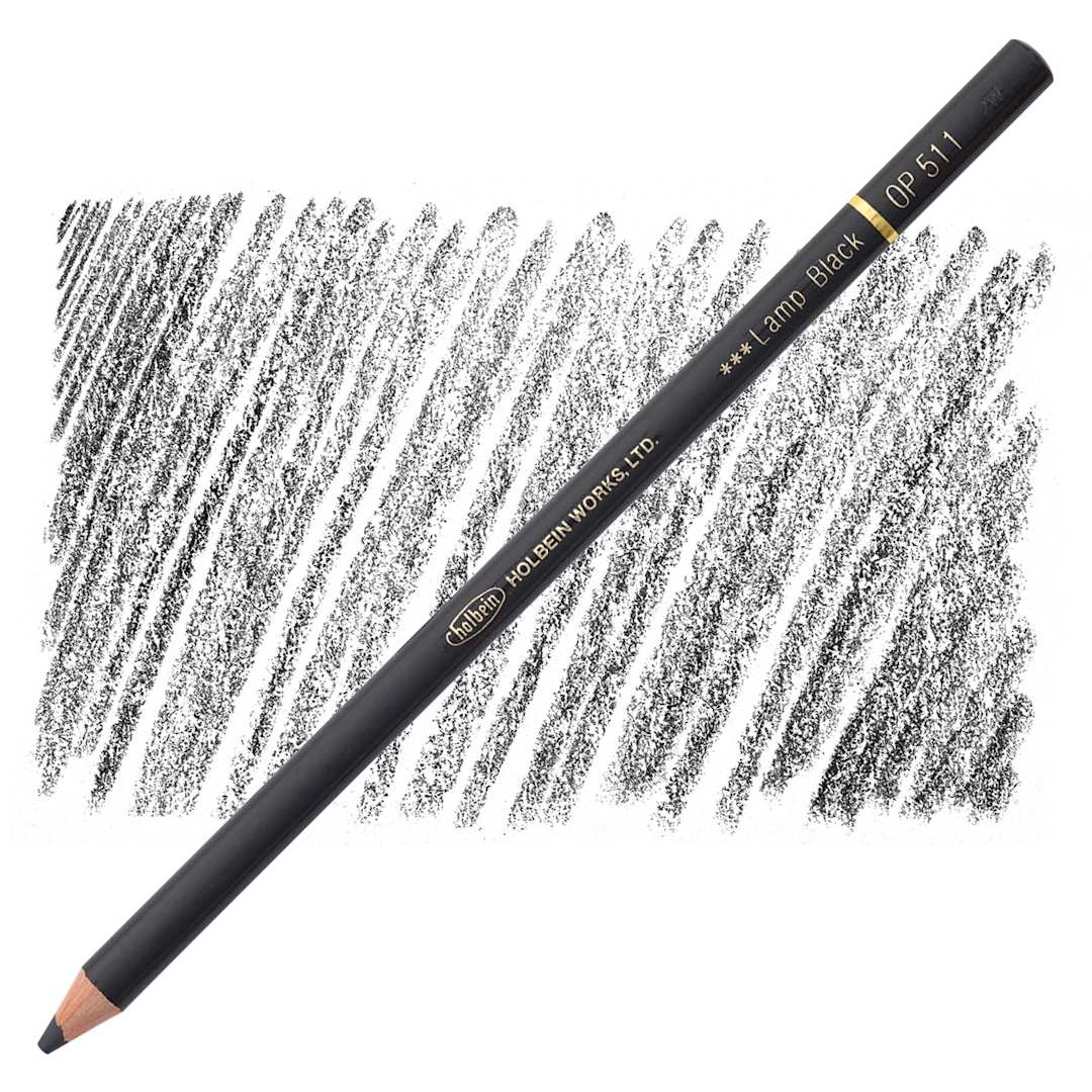 Open in modal - Holbein Artists' Colored Pencil - Lamp Black, OP511 pencil and swatch