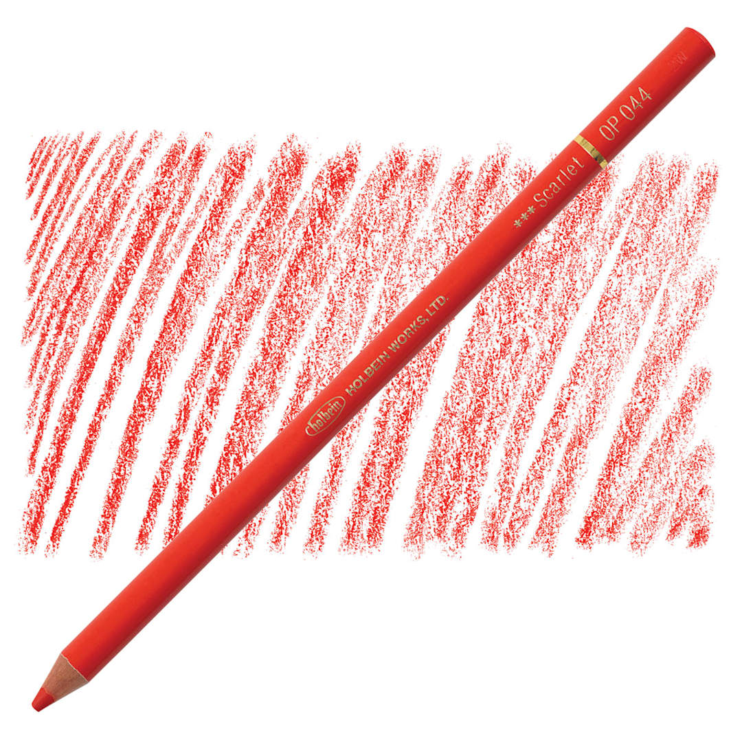 Open in modal - Holbein Artists' Colored Pencil - Scarlet, OP044 pencil and swatch