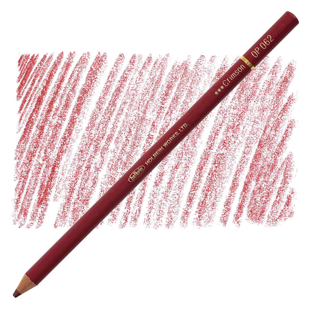 Open in modal - Holbein Artists' Colored Pencil - Crimson, OP062 pencil and swatch