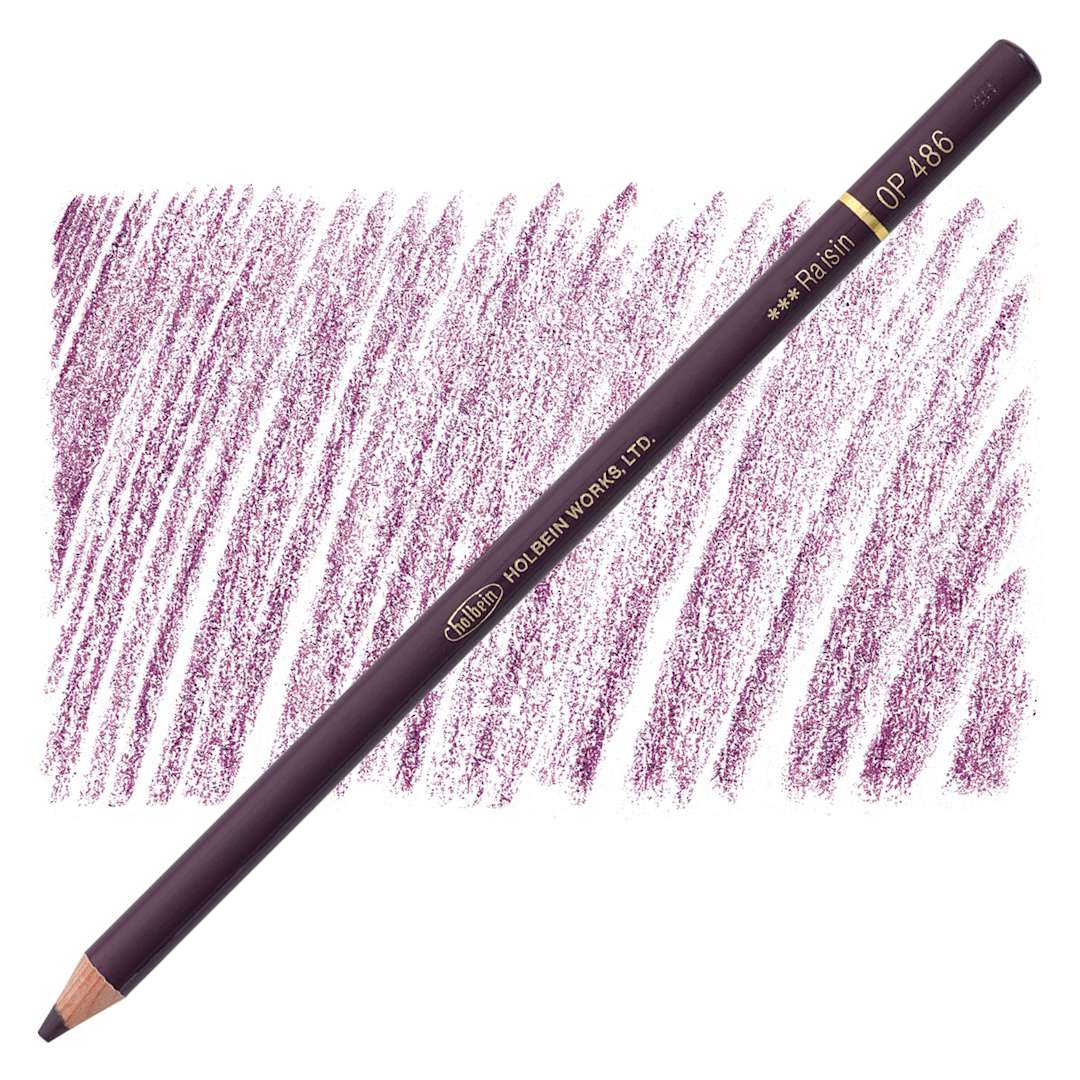 Open in modal - Holbein Artists' Colored Pencil - Raisin, OP486 pencil and swatch