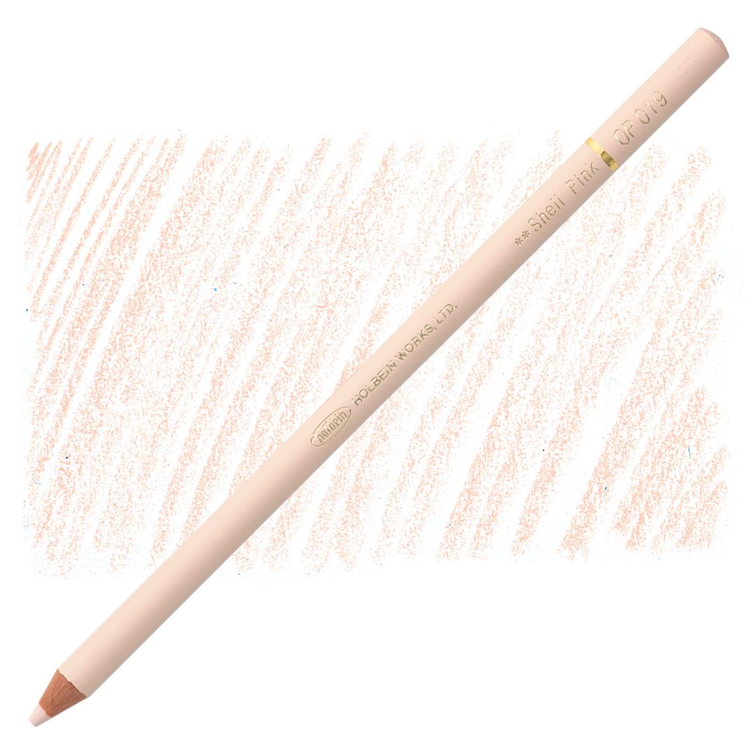 Open in modal - Holbein Artists' Colored Pencil - Shell Pink, OP019 pencil and swatch