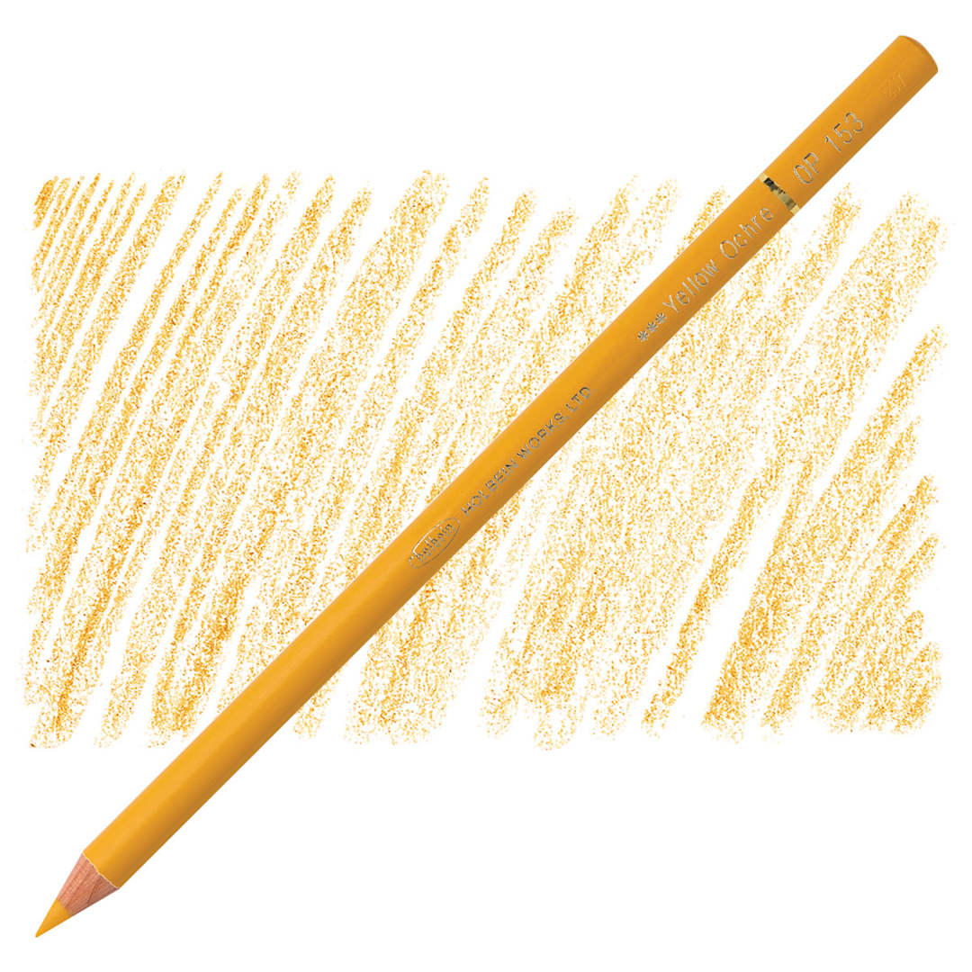 Open in modal - Holbein Artists' Colored Pencil - Yellow Ochre, OP153 pencil and swatch