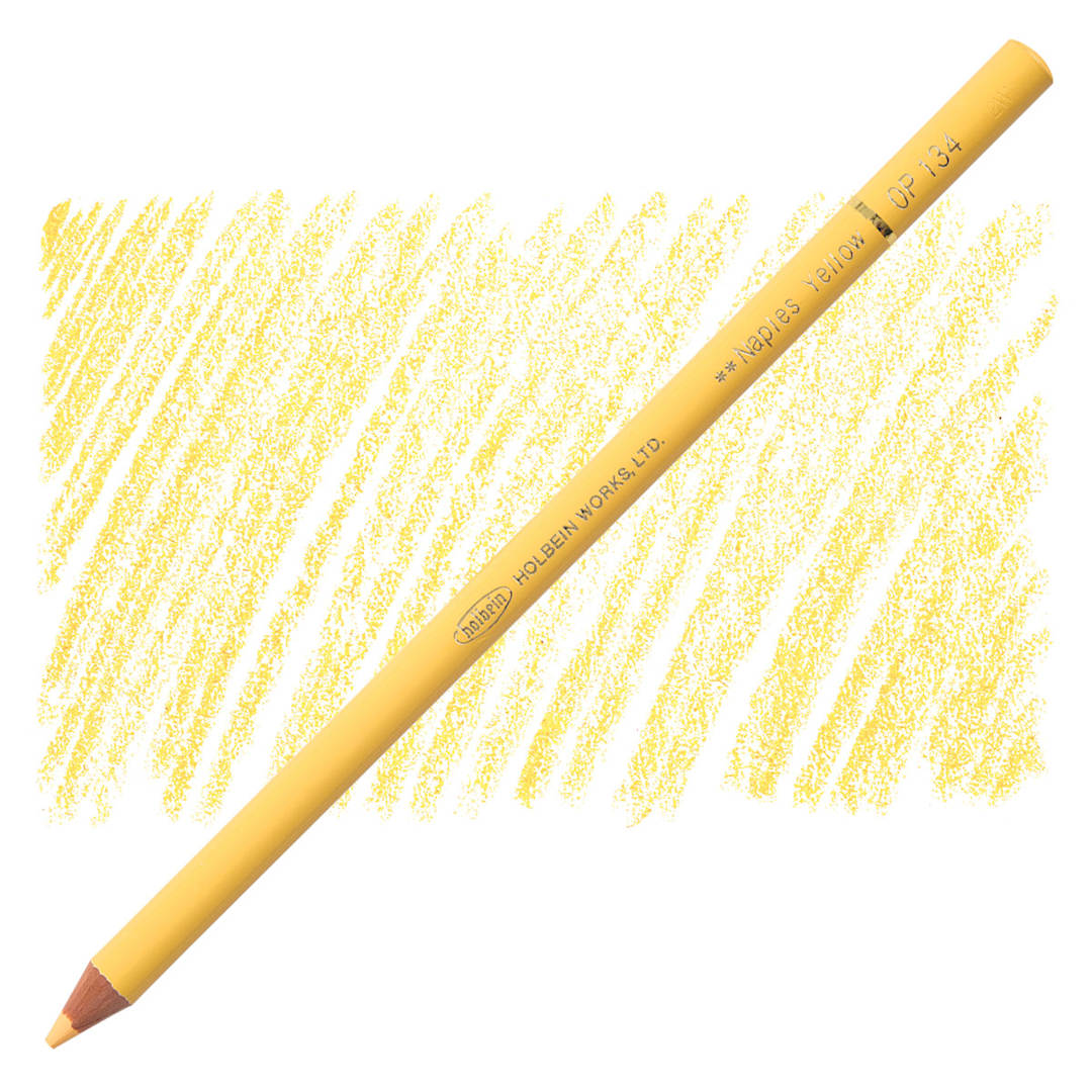 Open in modal - Holbein Artists' Colored Pencil - Naples Yellow, OP134 pencil and swatch