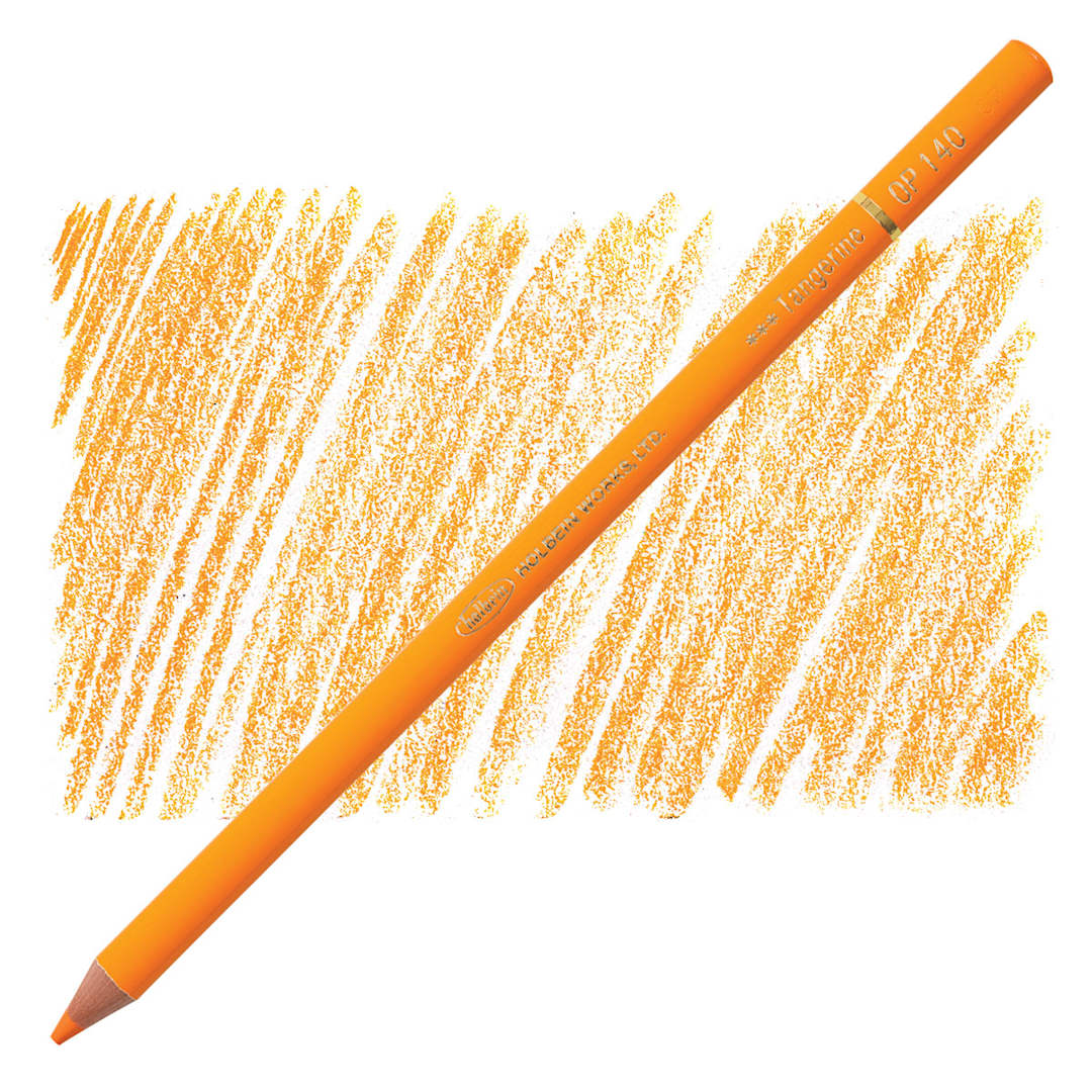 Open in modal - Holbein Artists' Colored Pencil - Tangerine, OP140 pencil and swatch