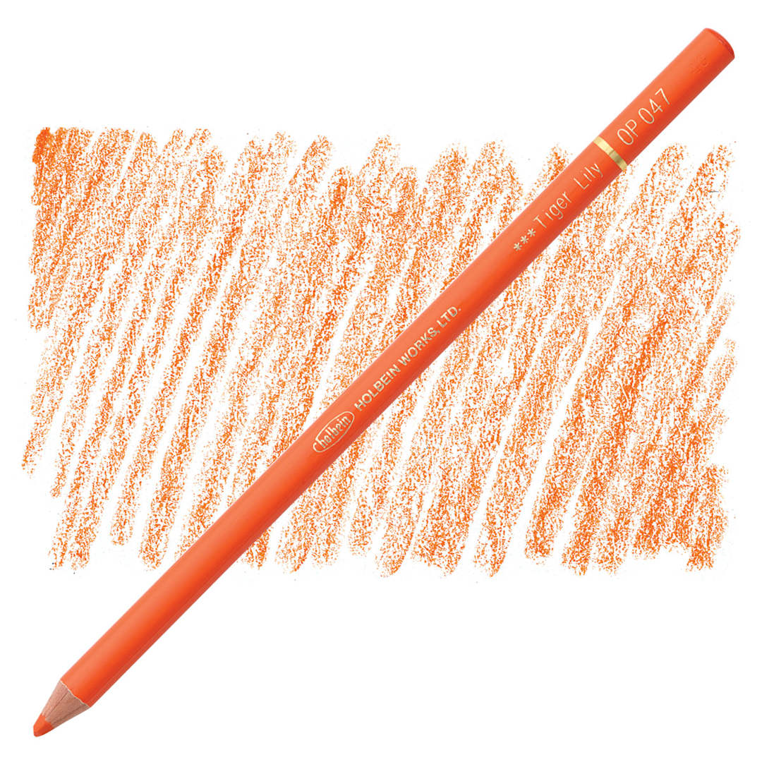 Open in modal - Holbein Artists' Colored Pencil - Tiger Lily, OP047 pencil and swatch