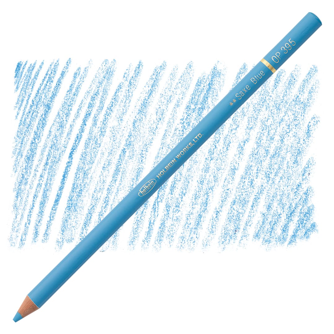 Open in modal - Holbein Artists' Colored Pencil - Saxe Blue, OP395 pencil and swatch