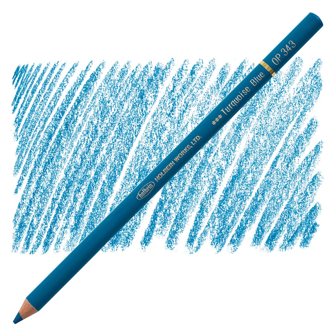 Open in modal - Holbein Artists' Colored Pencil - Turquoise Blue, OP343 pencil and swatch