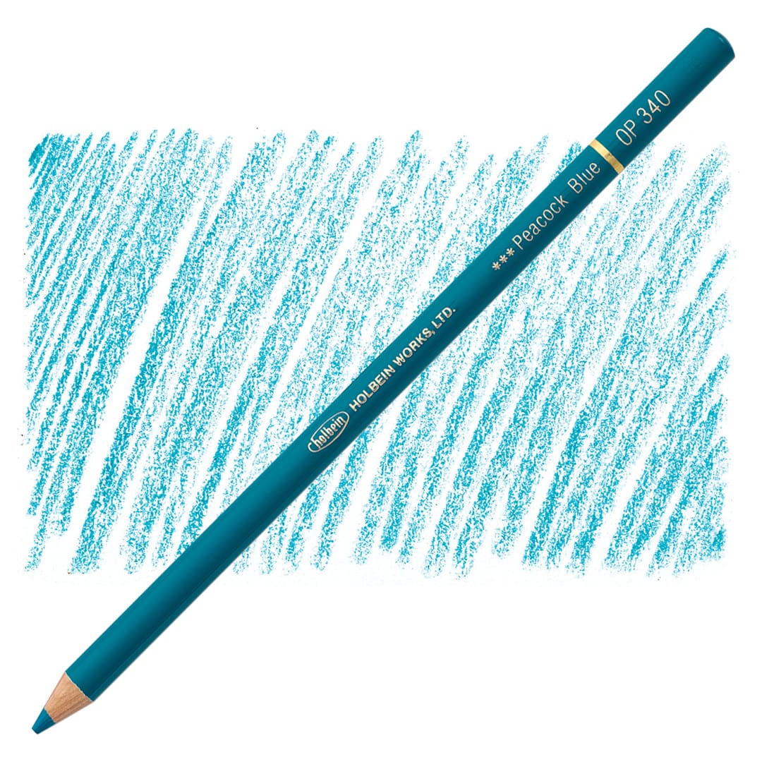Open in modal - Holbein Artists' Colored Pencil - Peacock Blue, OP340 pencil and swatch