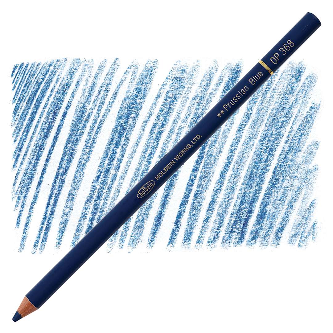 Open in modal - Holbein Artists' Colored Pencil - Prussian Blue, OP368 pencil and swatch