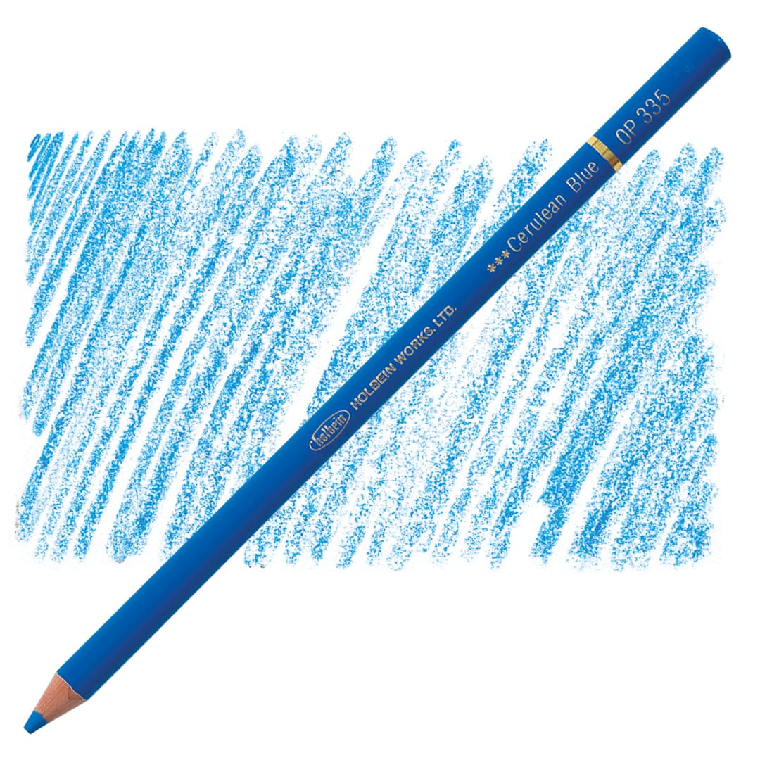 Open in modal - Holbein Artists' Colored Pencil - Cerulean Blue, OP335 pencil and swatch