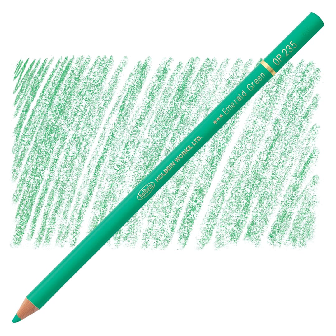 Open in modal - Holbein Artists' Colored Pencil - Emerald Green, OP235 pencil and swatch