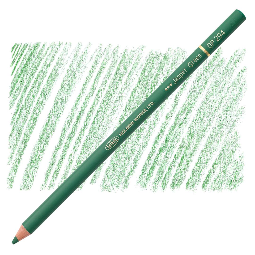 Open in modal - Holbein Artists' Colored Pencil - Jasper Green, OP294 pencil and swatch