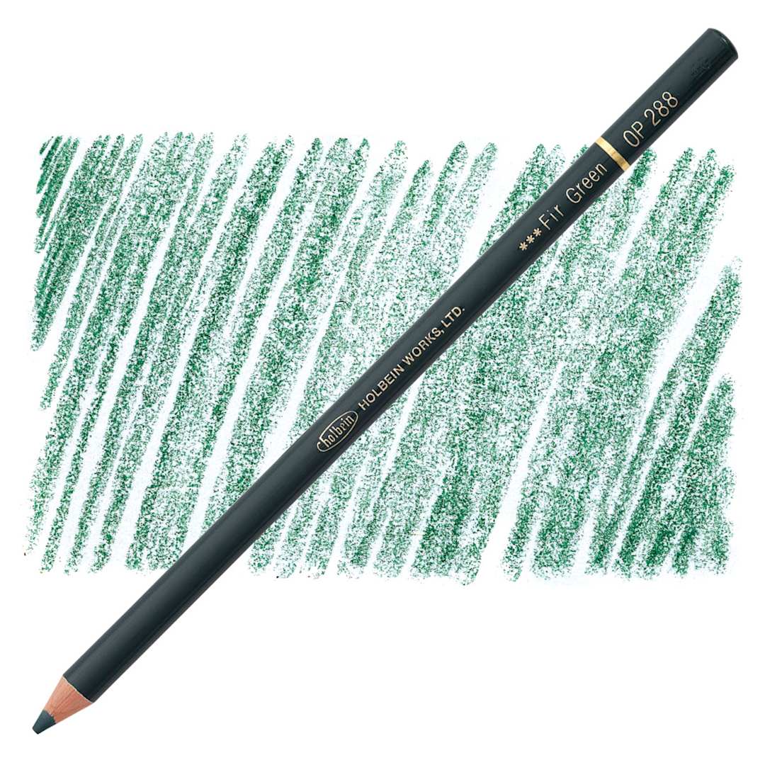 Open in modal - Holbein Artists' Colored Pencil - Fir Green, OP288 pencil and swatch