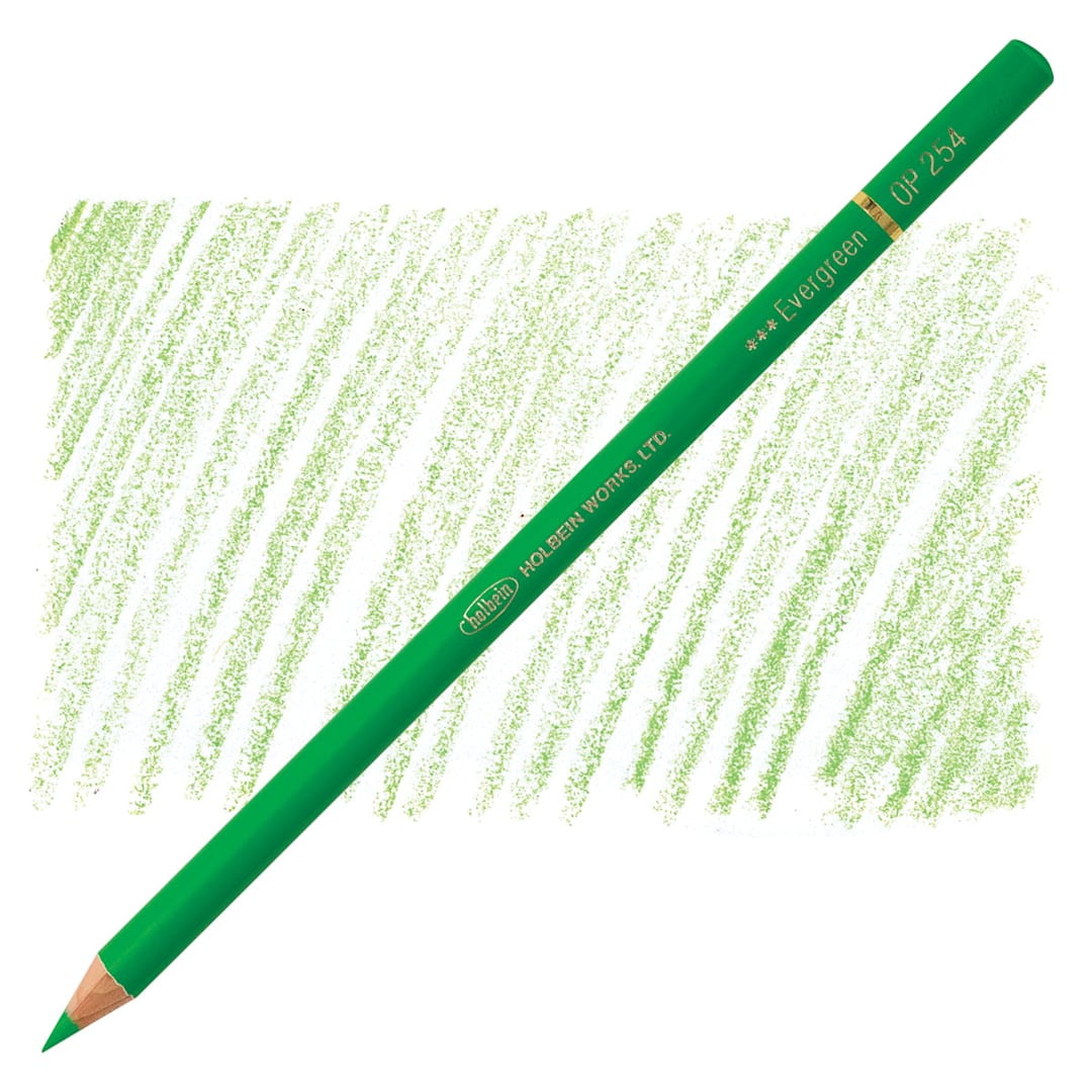 Open in modal - Holbein Artists' Colored Pencil - Evergreen, OP254 pencil and swatch