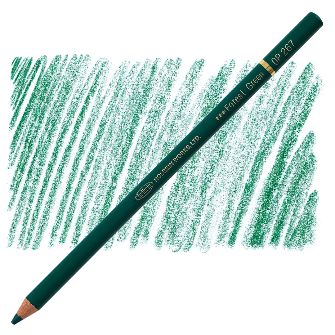 Open in modal - Holbein Artists' Colored Pencil - Forest Green, OP267 pencil and swatch